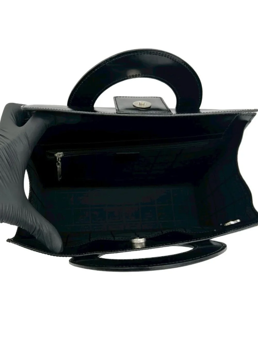 Celine Circle Logo Leather 2-Way Shoulder Bag Mini Tote Black